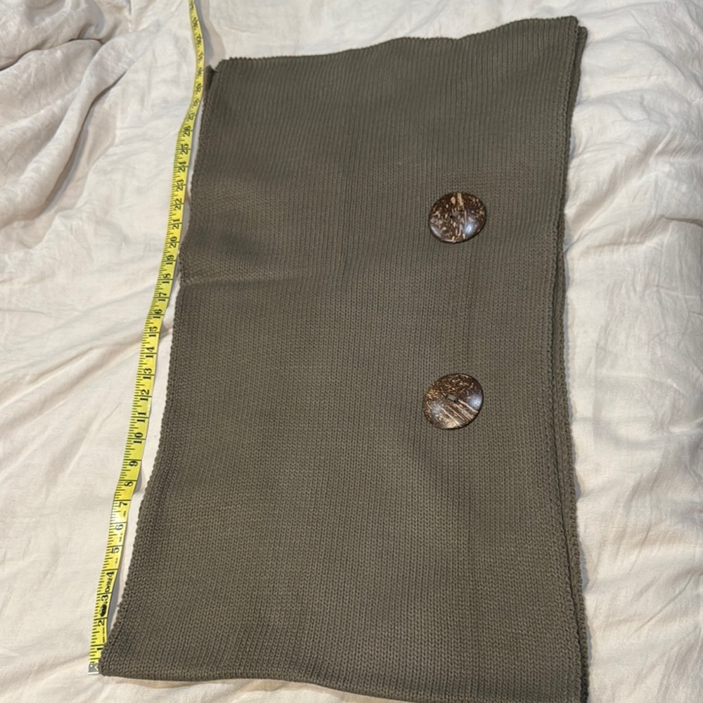Olive Brown Knit Scarf with Brown Buttons
